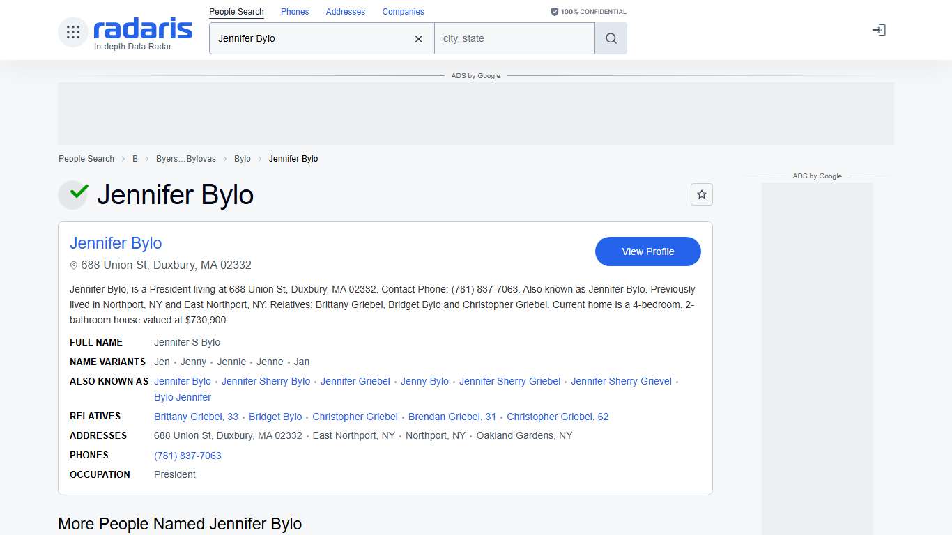 Jennifer Bylo - Age, Phone Number, Contact, Address Info, Public Records | Radaris